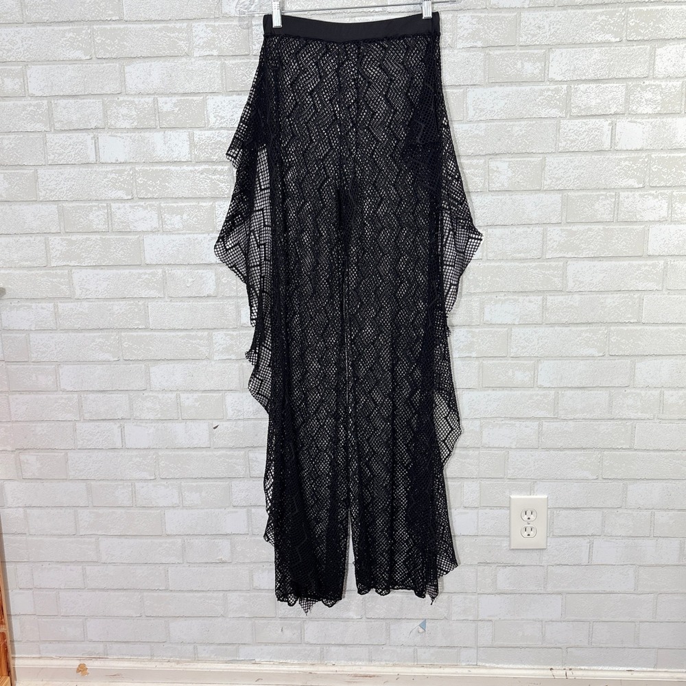 Black Sheer Mesh Whimsigoth Pants Size Small Fairy Grunge Witch Vamp Goth Rave - Picture 8 of 11